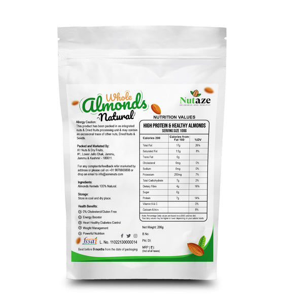Nutaze Premium California Almond Kernels | 100% Natural Almonds Giri