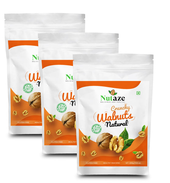 Nutaze 100% Natural Dried Kashmiri Walnut Kernels 200g x 3, 600g
